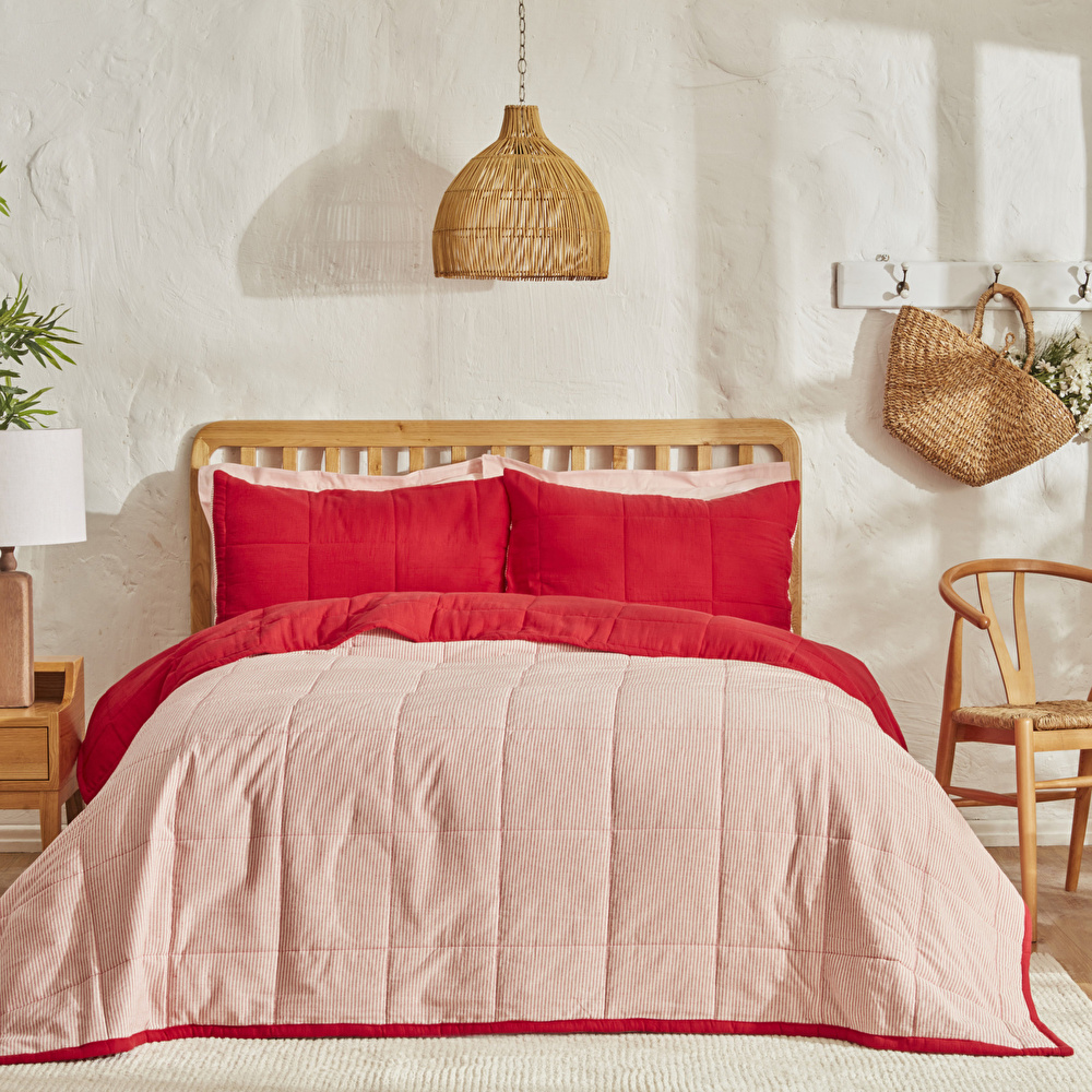 Karaca Home Barny Çift Kişilik Müslin Summer Comfort Kırmızı görseli 2
