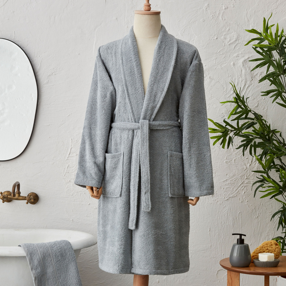 Karaca Home Lottie %100 Pamuk Bornoz Seti XL/XXL Antrasit görseli 1