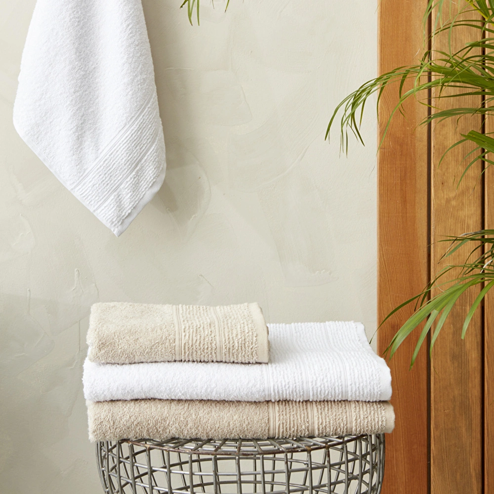 Karaca Home Vinos 4 Parça Yüz/Banyo Havlusu Hamam Seti Bej görseli 1