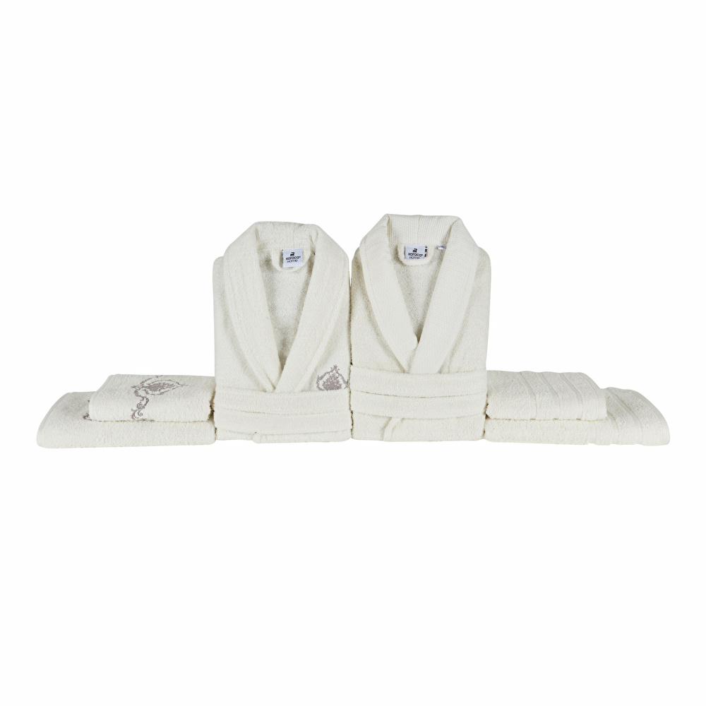 Karaca Home Desma Aile Banyo Seti Offwhite  görseli 1