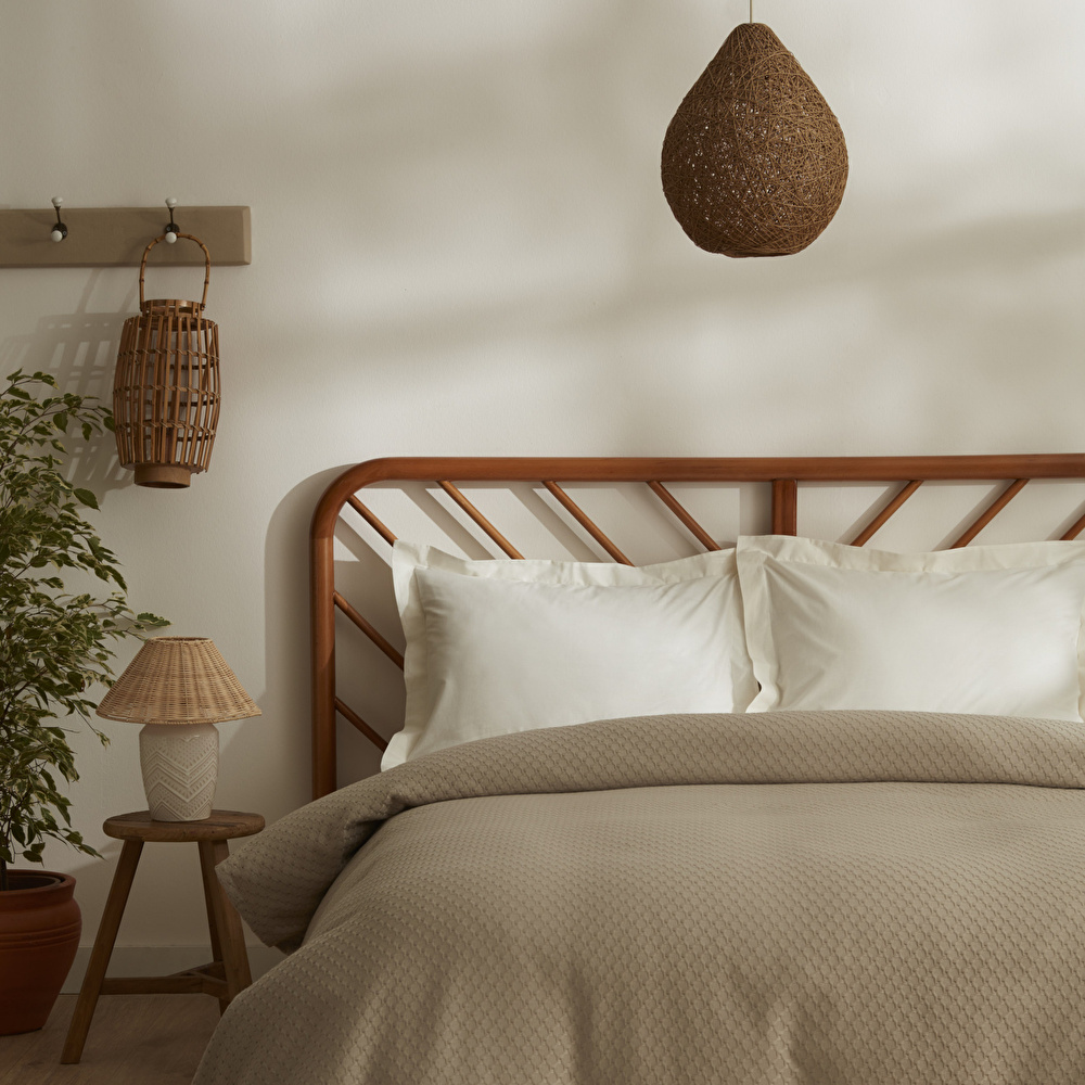 Karaca Home Doğasever Lorena Bambu Çift Kişilik Jakar Pike 200x230 cm Bej görseli 2