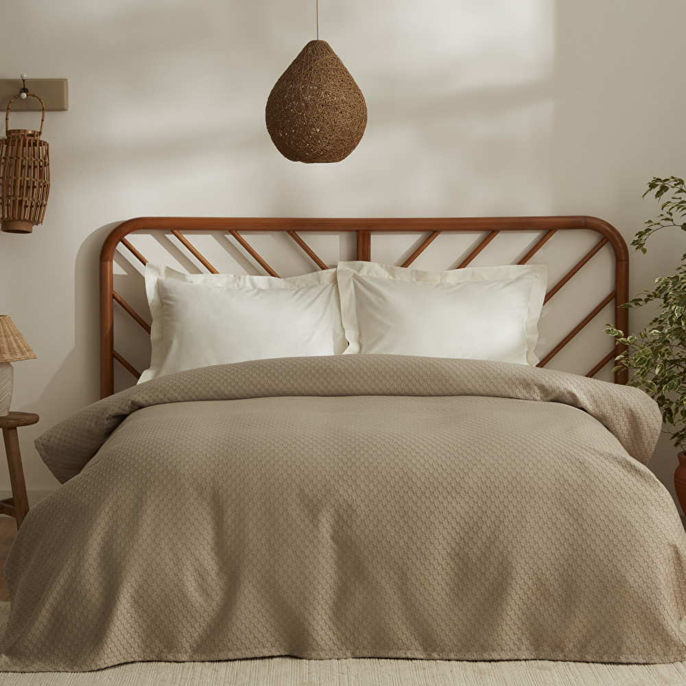 Karaca Home Doğasever Lorena Bambu Tek Kişilik Jakar Pike 160x230 cm Bej görseli 1