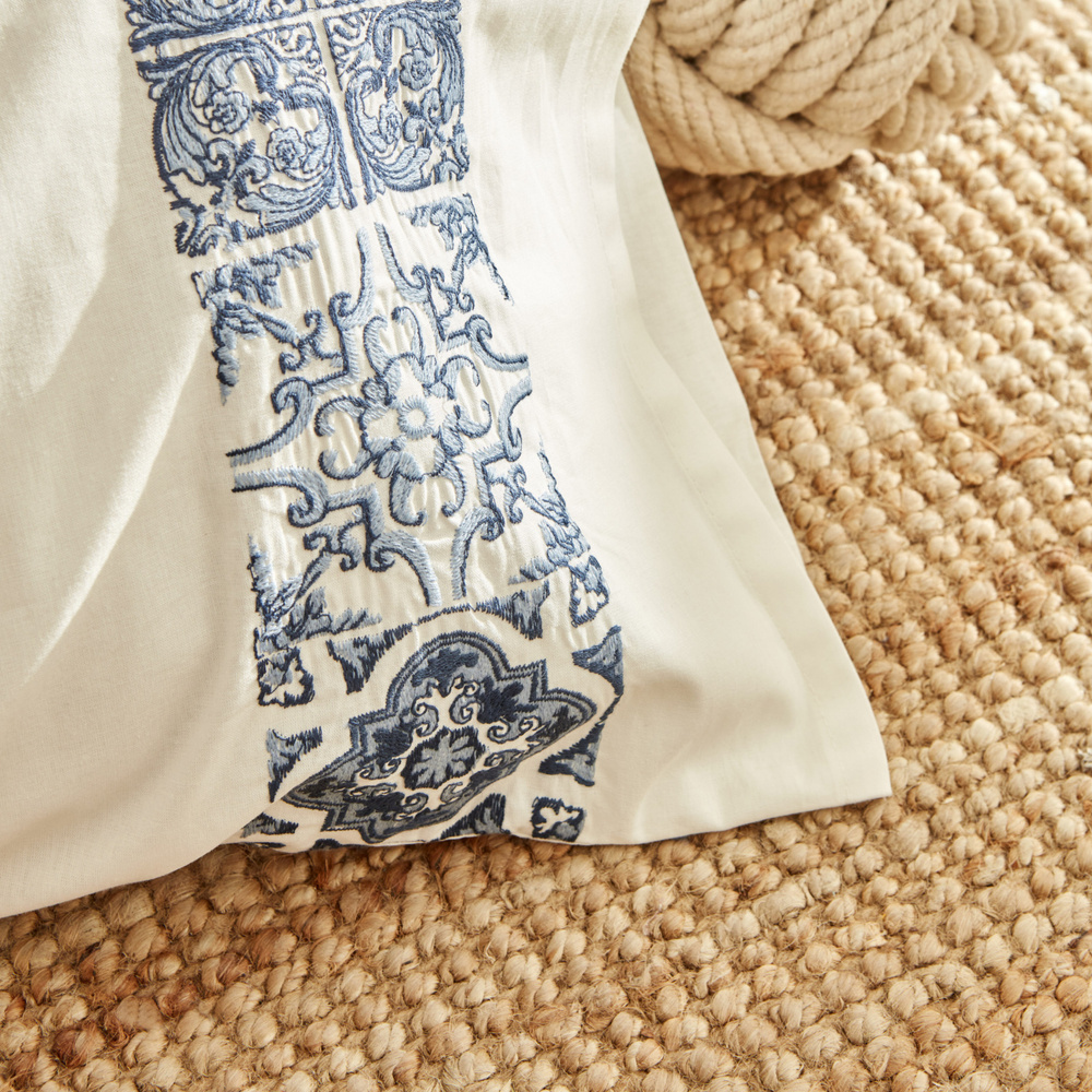Karaca Home Mosaic %100 Pamuk Çift Kişilik Nakışlı Nevresim Takımı Beyaz görseli 7