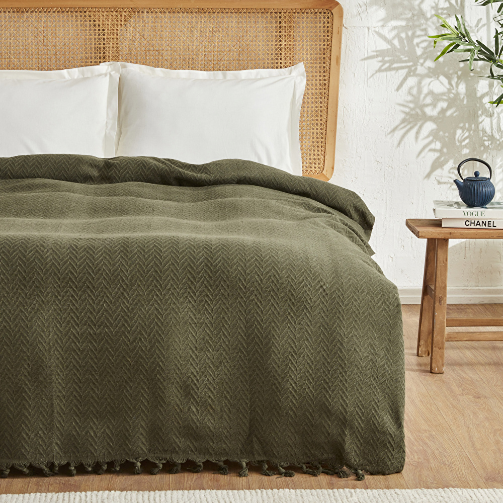 Karaca Home Fancy Tek Kişilik Yatak Örtüsü Haki görseli 2