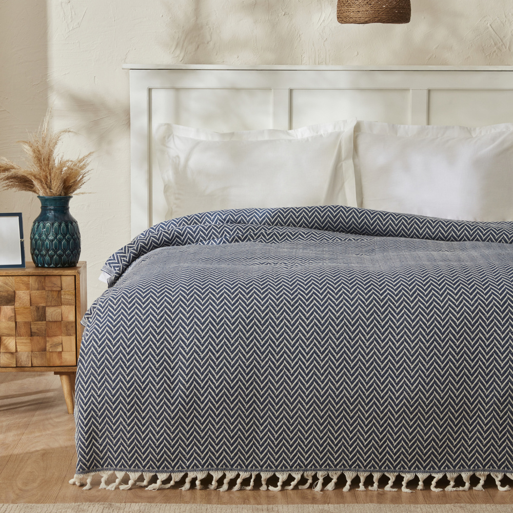 Karaca Home Glitz Çift Kişilik Yatak Örtüsü İndigo görseli 2