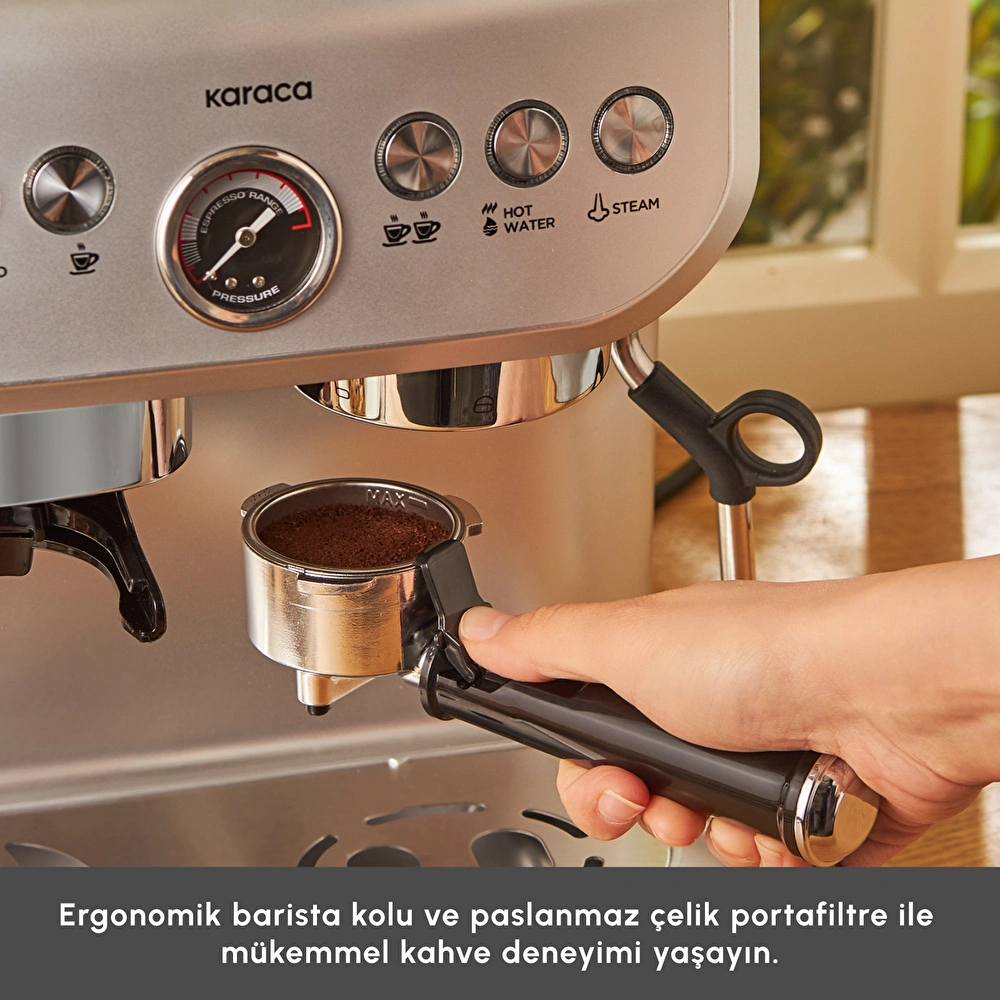 Karaca Coffee Art 1353 Süt Köpürtücülü, 20 Bar Basınçlı, Espresso, Latte, Cappuccino, Americano Makinesi Inox 1,8L 1350W görseli 6