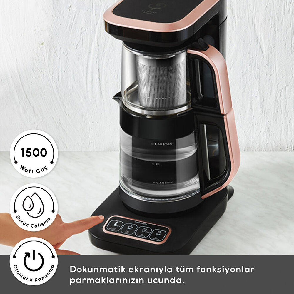 Karaca Çaysever Robotea Pro Connect 4 in 1 Konuşan Cam Çay Makinesi Rosegold thumbnail 7