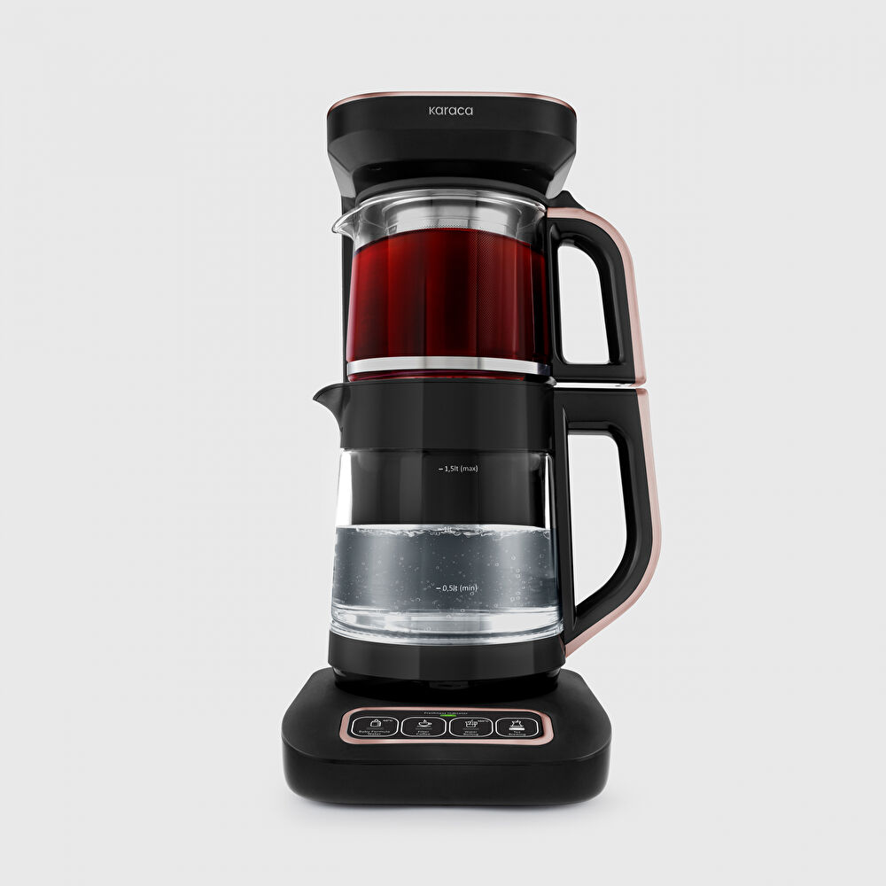 Karaca Çaysever Robotea Pro Connect 4 in 1 Konuşan Cam Çay Makinesi Rosegold