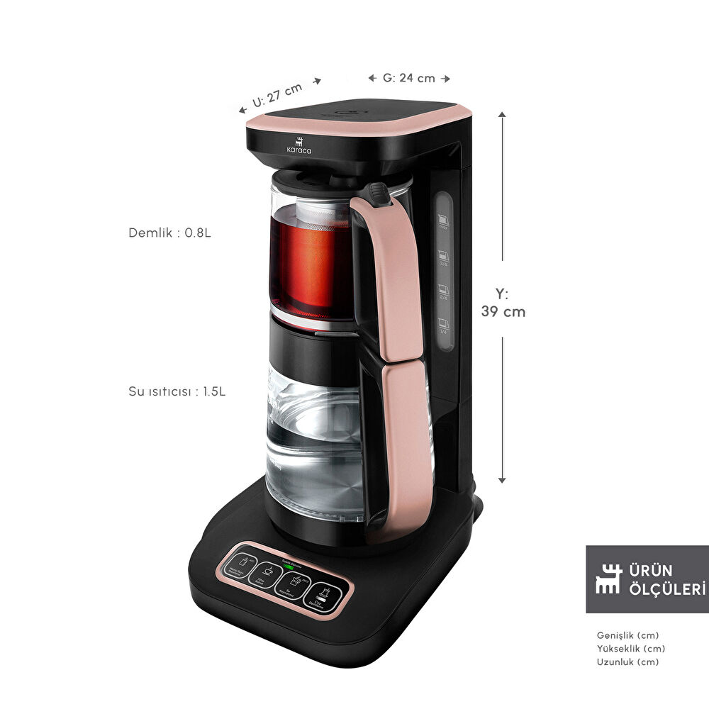 Karaca Çaysever Robotea Pro Connect 4 in 1 Konuşan Cam Çay Makinesi Rosegold thumbnail 2