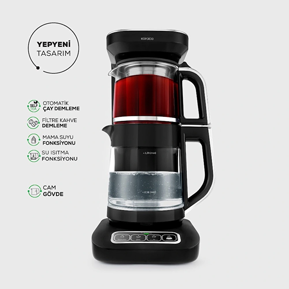 Karaca Robotea Pro 4 in 1 Konuşan Cam Çay Makinesi Black Chrome görseli 14