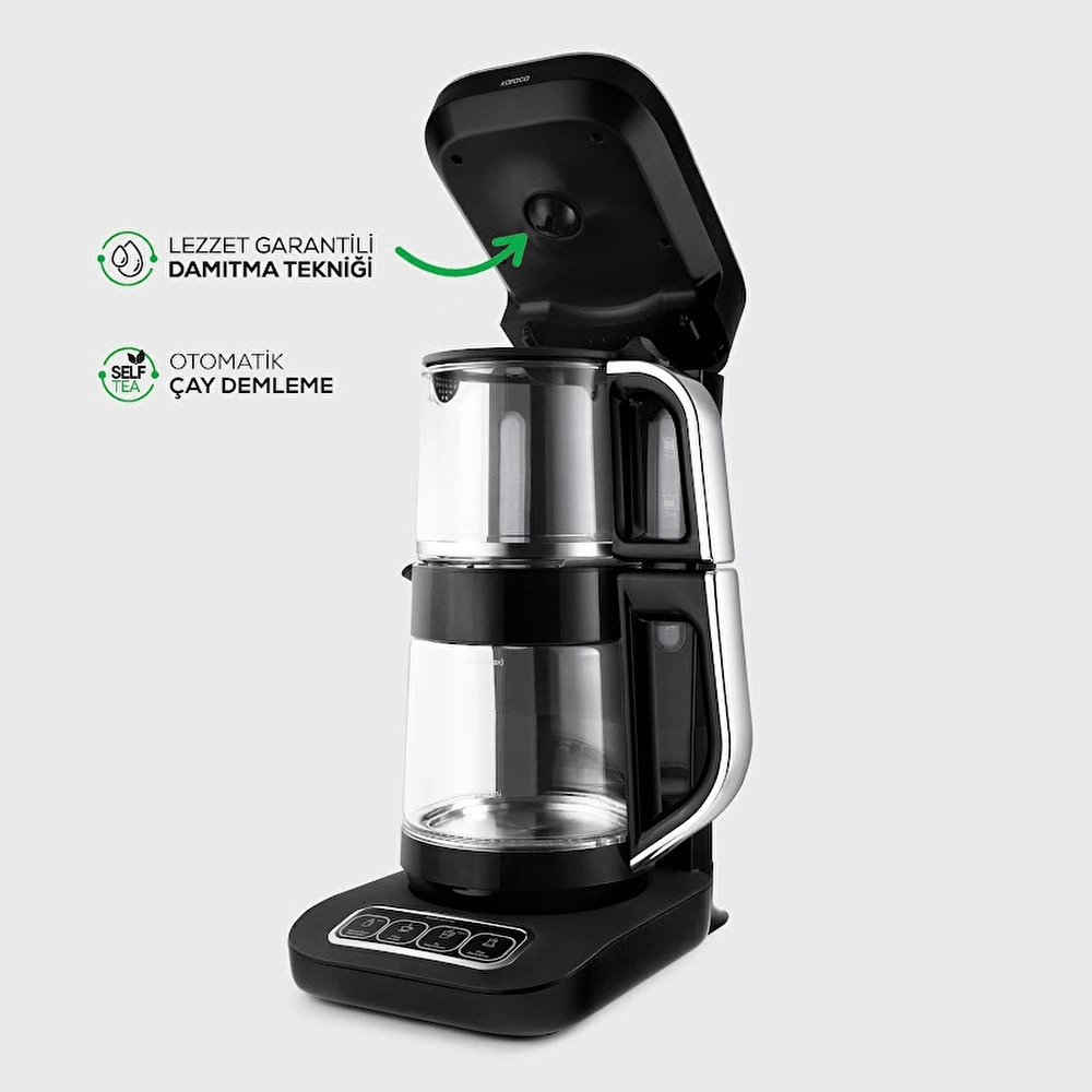 Karaca Robotea Pro 4 in 1 Konuşan Cam Çay Makinesi Black Chrome görseli 16