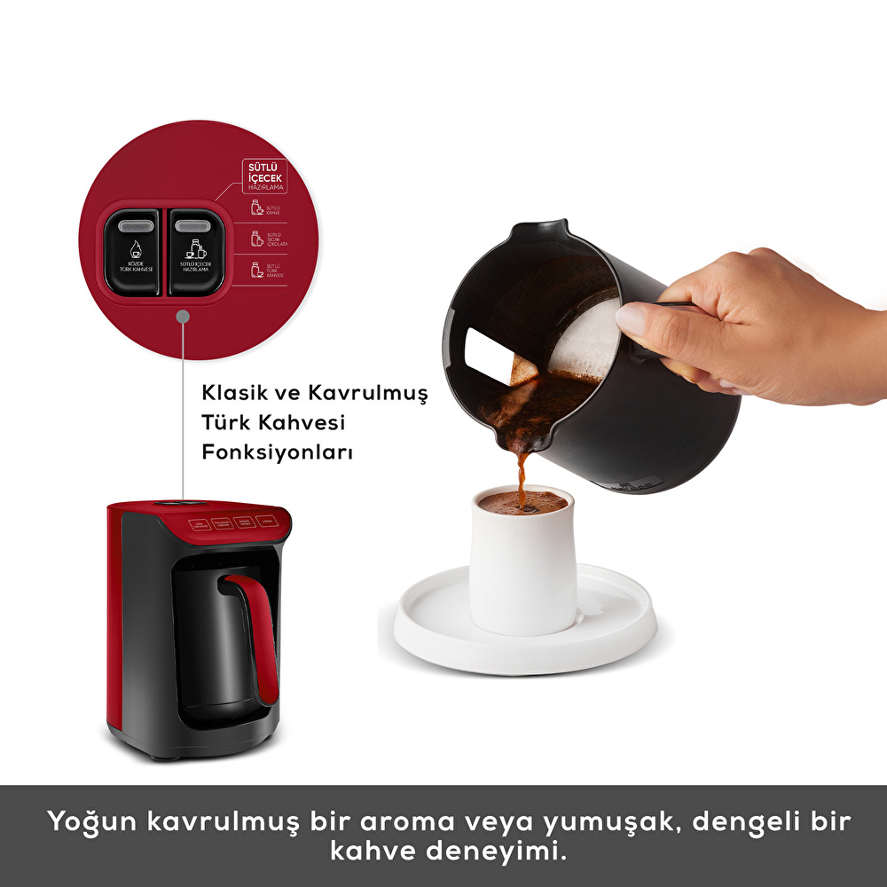 Karaca Hatır Köz Türk Kahve Makinesi Cherry Red görseli 10