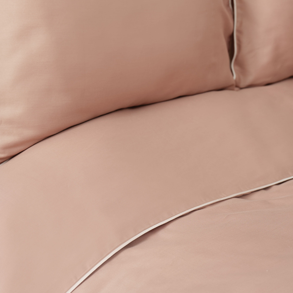 Karaca Home Lori Pudra Offwhite Biyeli %100 Pamuk Saten Çift Kişilik Nevresim Takımı görseli 2