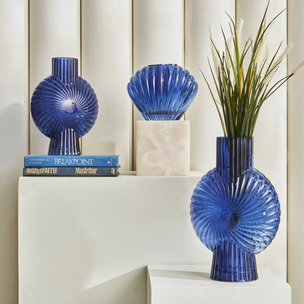 Karaca Home Essie Cam Dekoratif Vazo 19x7,3 cm Lacivert  görseli 3