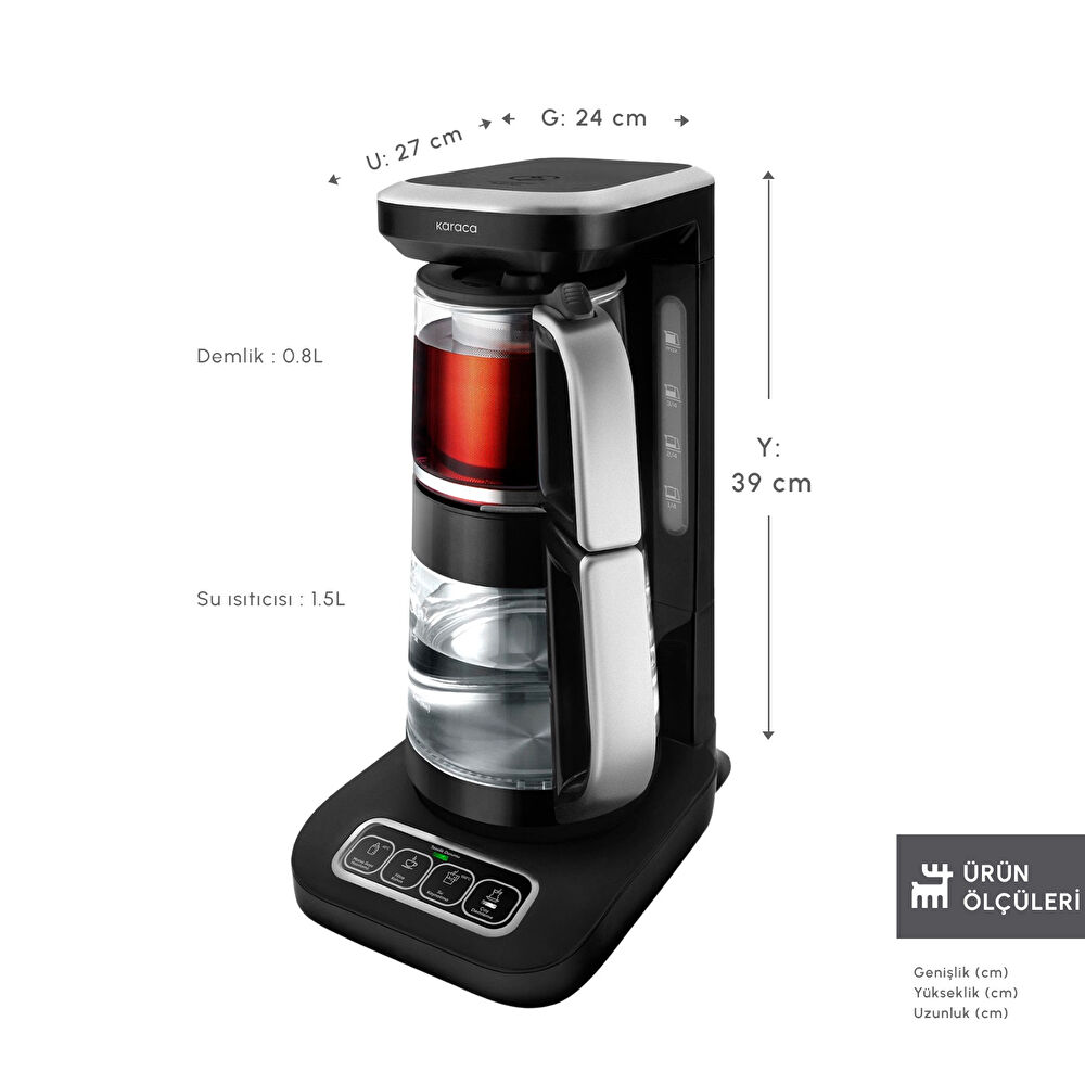 Karaca Çaysever Robotea Pro Connect 4 in 1 Konuşan Cam Çay Makinesi Silver thumbnail 2