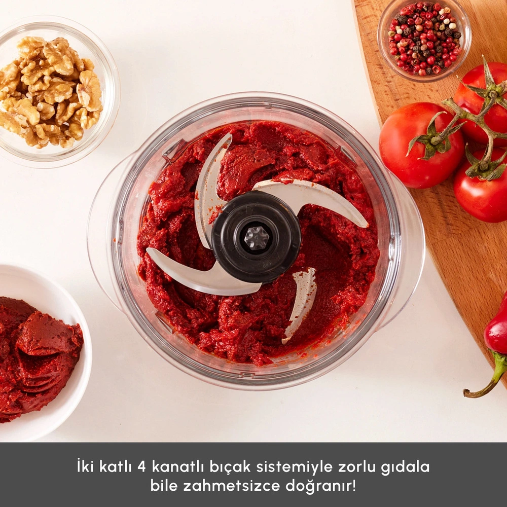 Karaca Mastermaid Prosteel Uzun Blender Ayaklı 6 Bıçaklı Cam Hazneli Rendeli Mutfak Robotu Imperial Red görseli 6