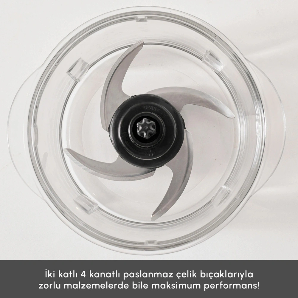 Karaca Mastermaid Prosteel Uzun Blender Ayaklı 6 Bıçaklı Cam Hazneli Rendeli Mutfak Robotu Imperial Red görseli 8