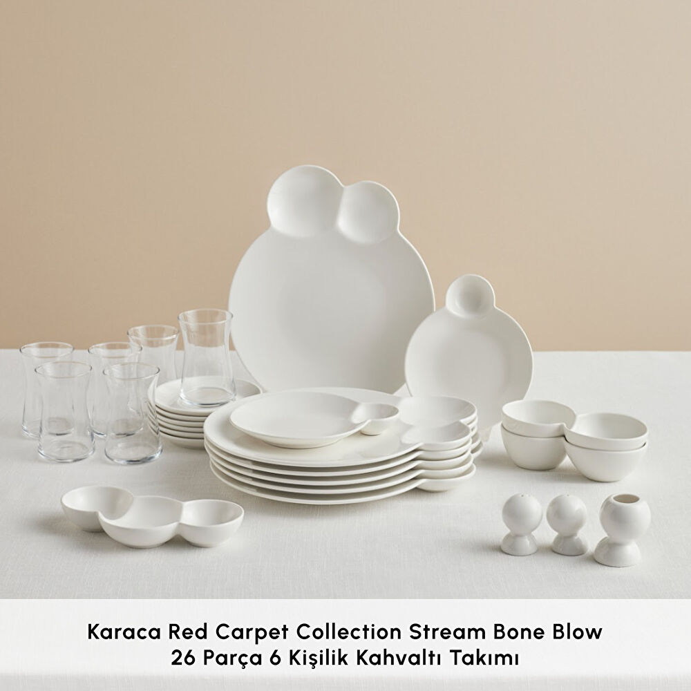 Karaca Red Carpet Collection Stream Bone Blow 26 Parça 6 Kişilik Kahvaltı Takımı thumbnail 3
