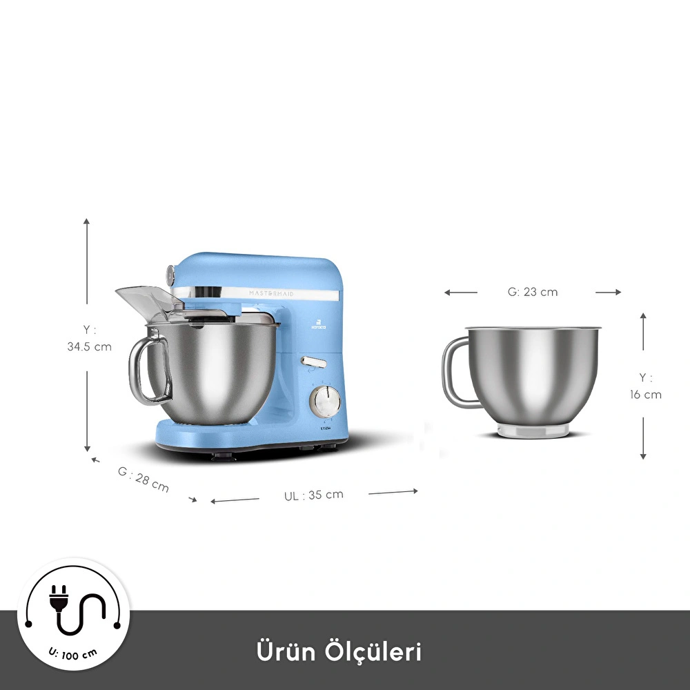 Karaca Mastermaid Chef Pro Çift Kollu Hamur Yoğurma Makinesi  Royal Blue  5L görseli 2