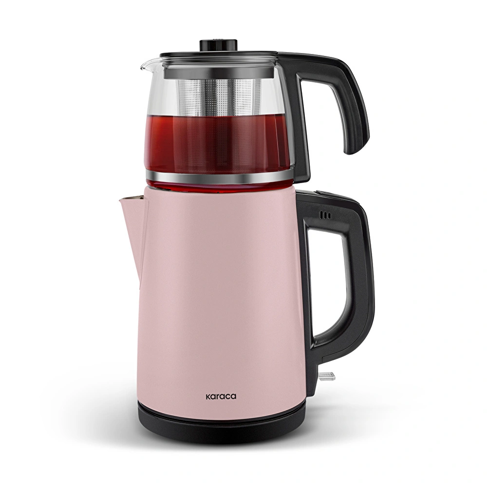 Karaca Tea Glass 2 in 1 Çelik Çay Makinesi ve Kettle Cosmic Lilac görseli 1