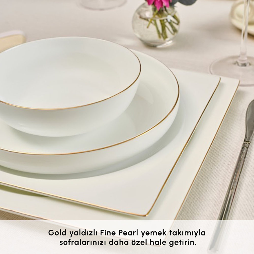 Karaca Red Carpet Collection Fine Pearl Extra Nish 62 Parça 12 Kişilik Yemek Takımı Gold görseli 9