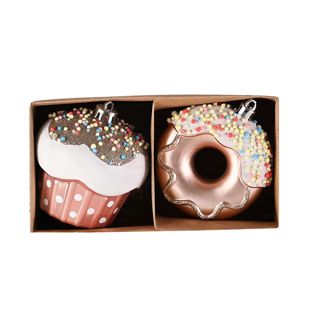 Karaca Home New Year Yılbaşı Donut Cupcake 2 Parça Ağaç Süsü Seti görseli 2