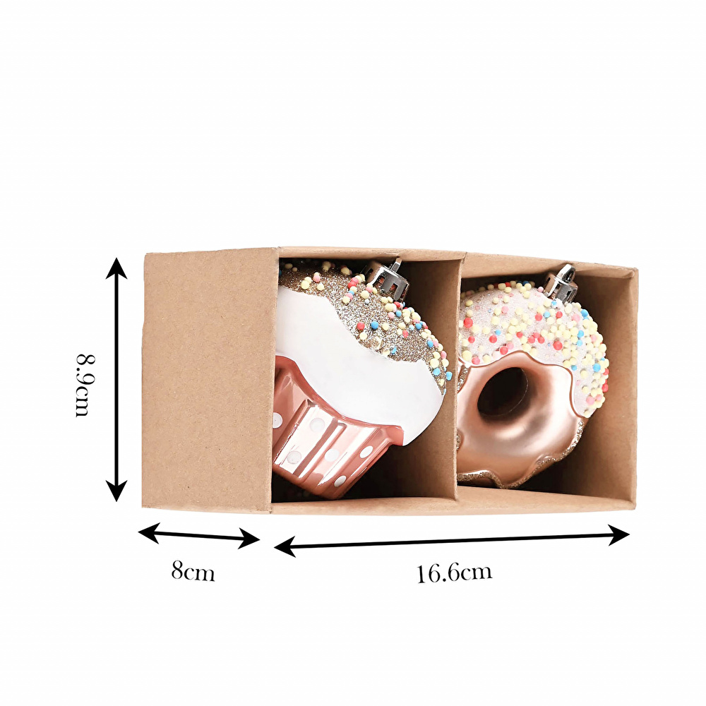 Karaca Home New Year Yılbaşı Donut Cupcake 2 Parça Ağaç Süsü Seti görseli 5