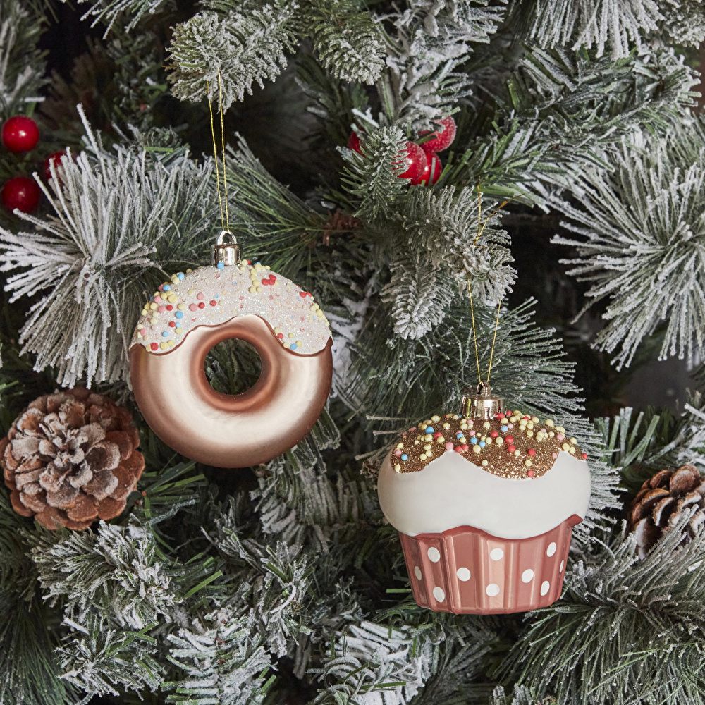 Karaca Home New Year Yılbaşı Donut Cupcake 2 Parça Ağaç Süsü Seti görseli 6