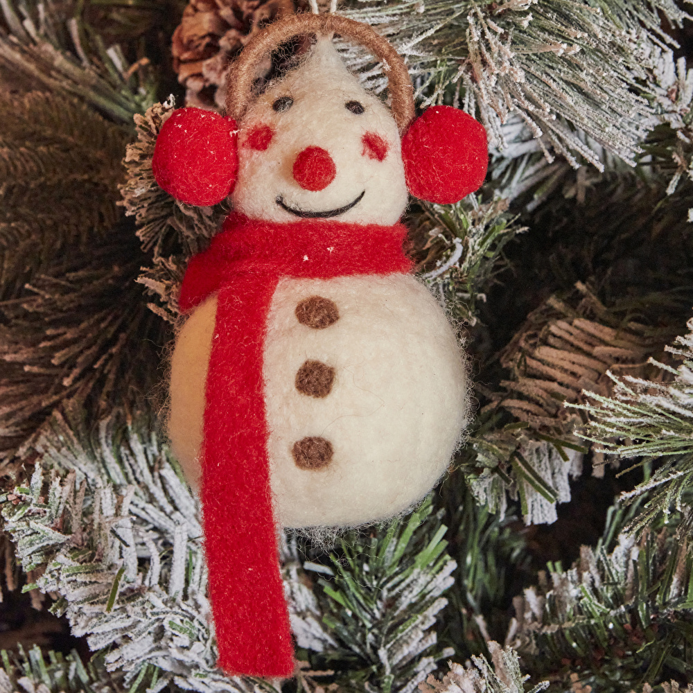 Karaca Home New Year Yılbaşı Snowman With Ear Muffs Ağaç Süsü 8x13 cm görseli 3