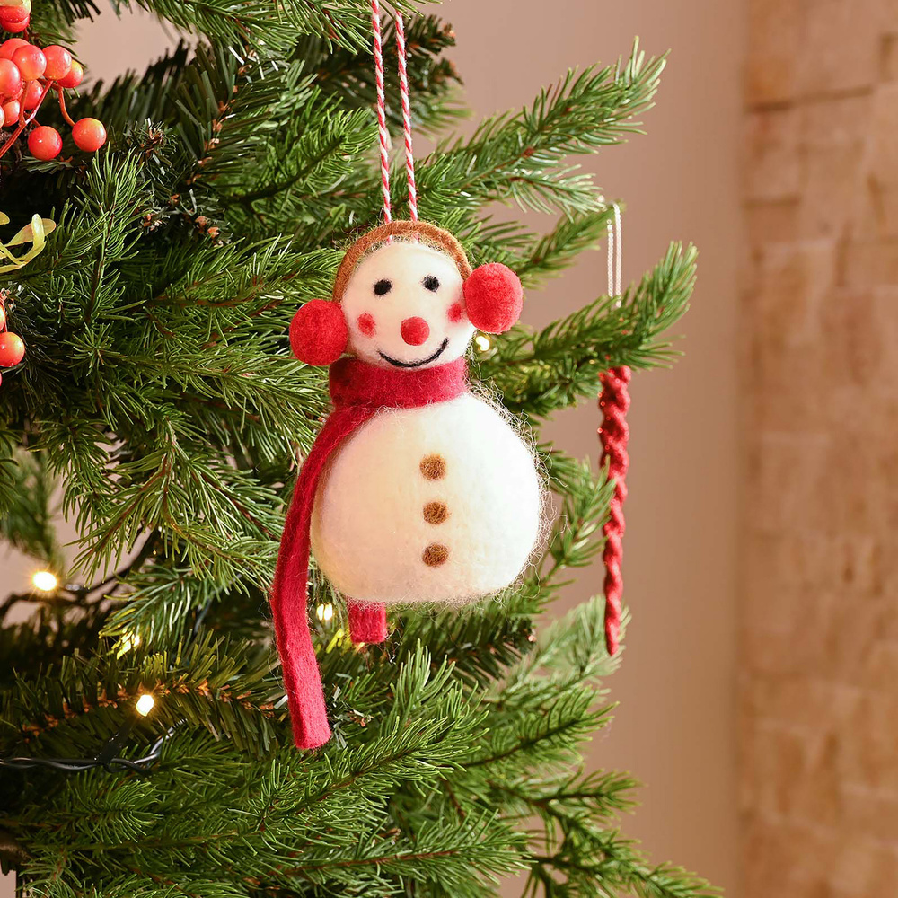 Karaca Home New Year Yılbaşı Snowman With Ear Muffs Ağaç Süsü 8x13 cm görseli 1