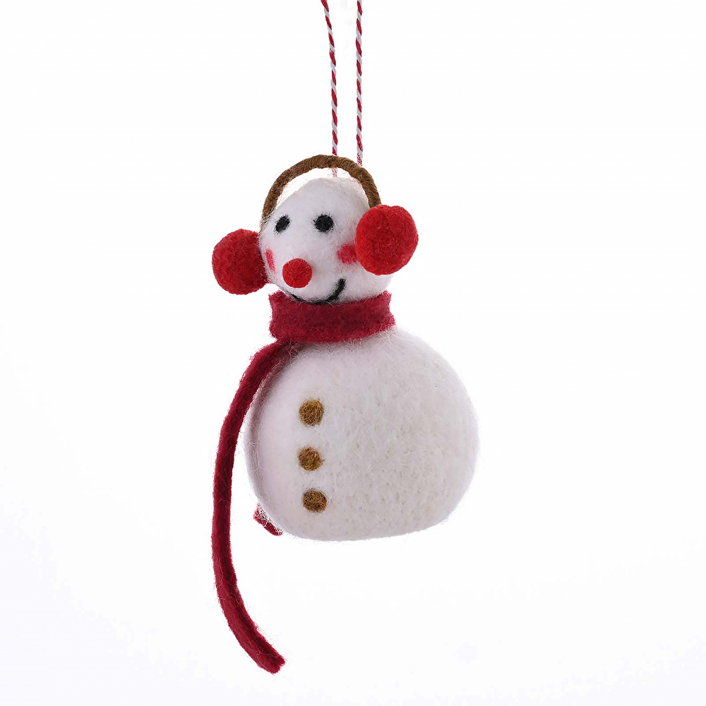 Karaca Home New Year Yılbaşı Snowman With Ear Muffs Ağaç Süsü 8x13 cm görseli 7