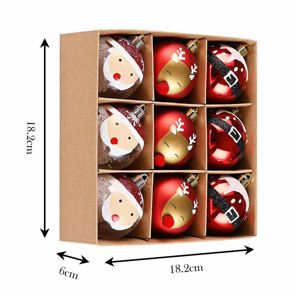 Karaca Home New Year Yılbaşı Santa Ağaç Süsü Seti 9 Parça 6 cm görseli 2
