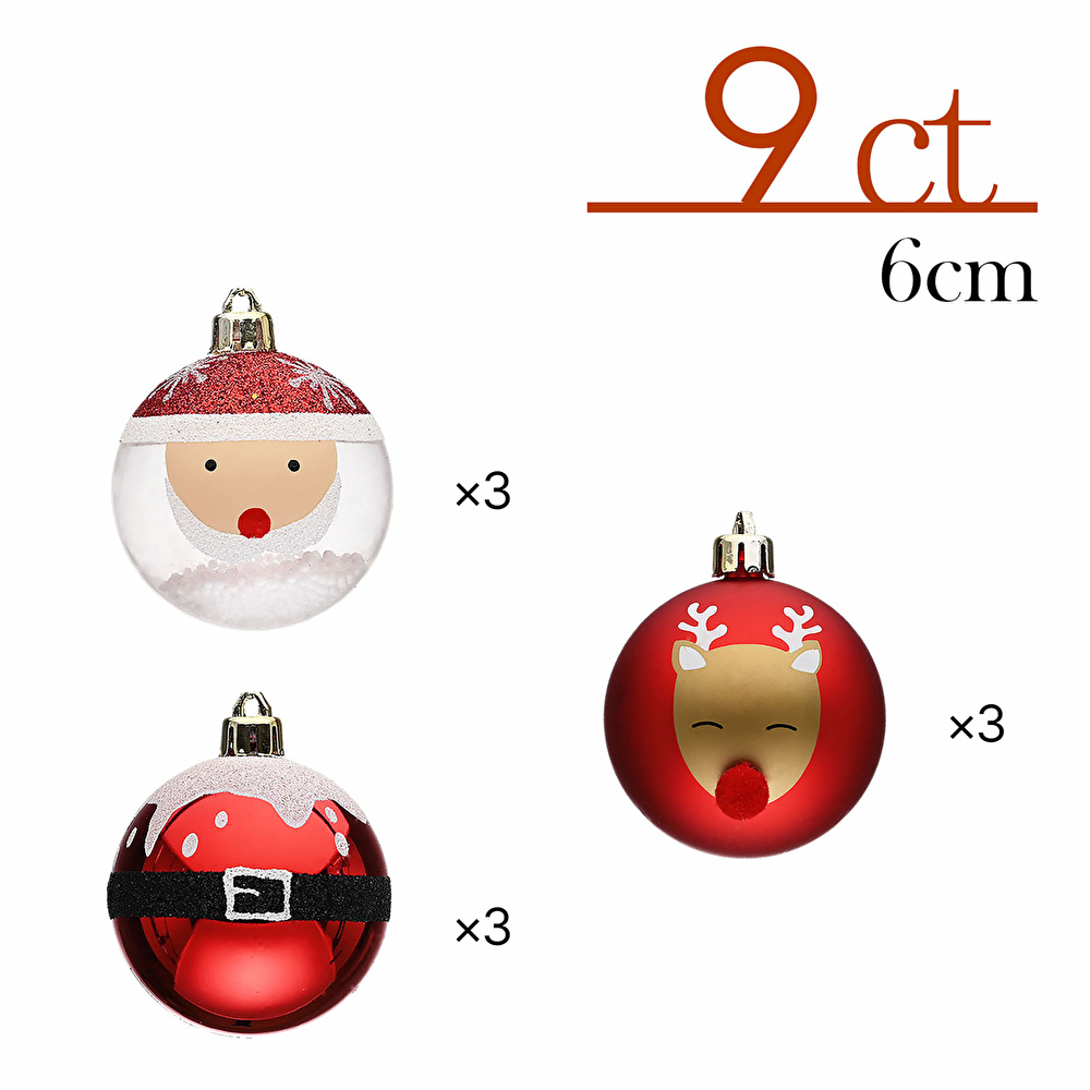 Karaca Home New Year Yılbaşı Santa Ağaç Süsü Seti 9 Parça 6 cm görseli 5