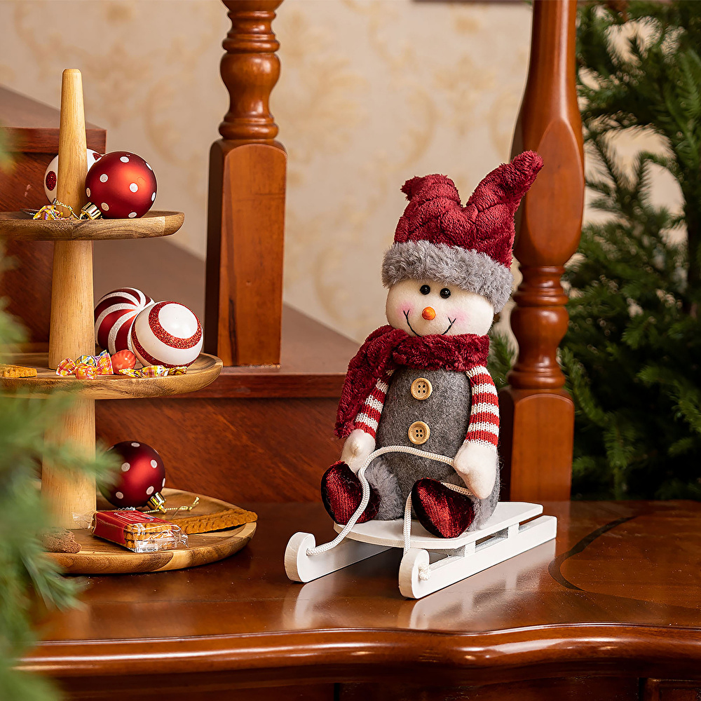 Karaca Home New Year Yılbaşı Velvet Snowman With Slide  görseli 1