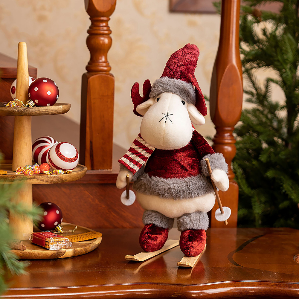 Karaca Home New Year Yılbaşı Velvet Skier Reindeer  görseli 1
