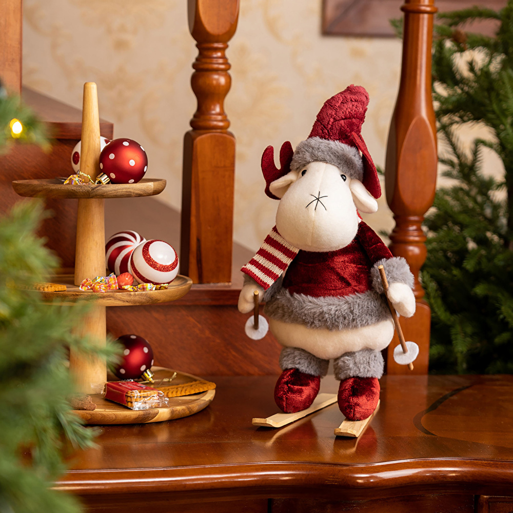 Karaca Home New Year Yılbaşı Velvet Skier Reindeer  görseli 4