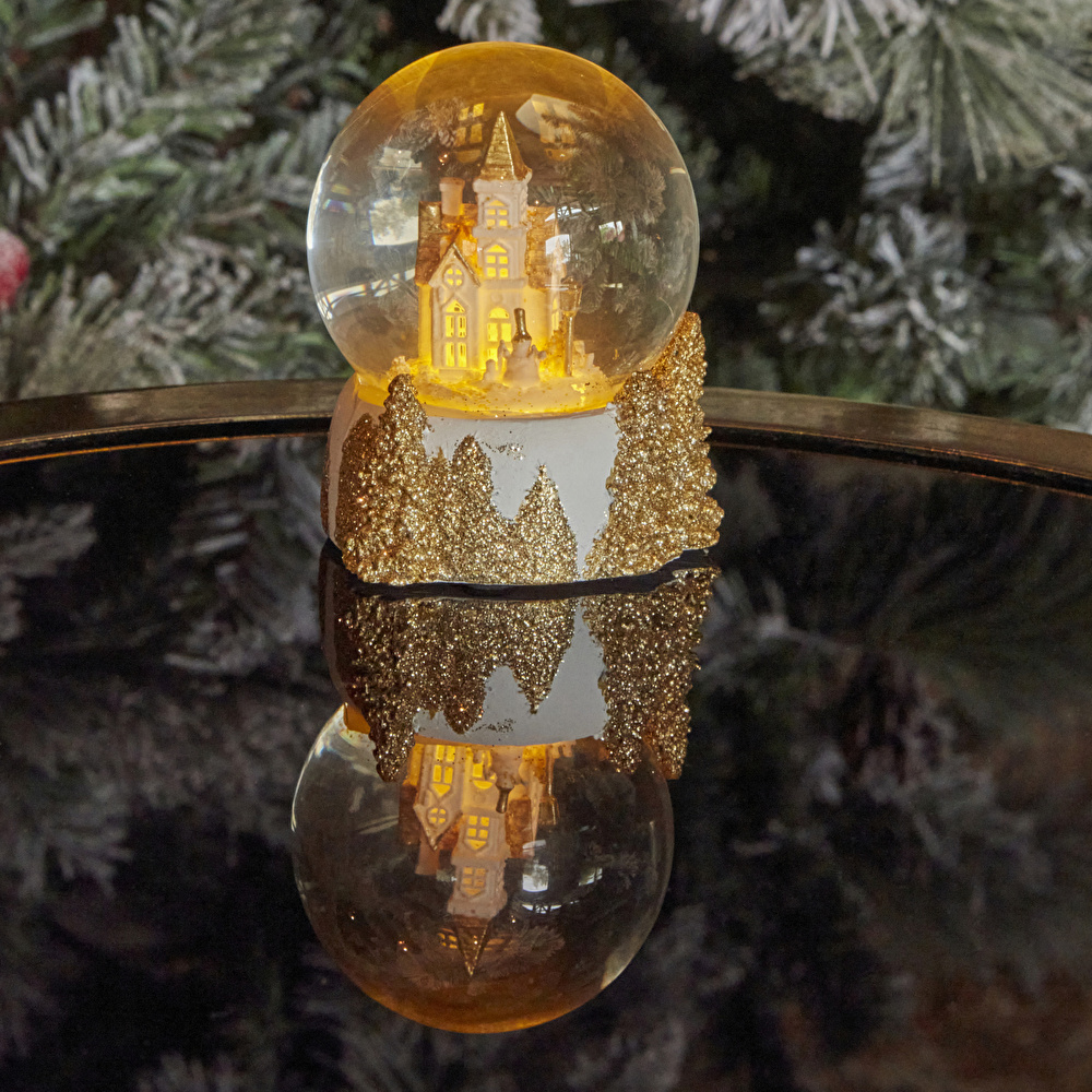 Karaca Home New Year Yılbaşı Led Işıklı Castle Kar Küresi  görseli 2