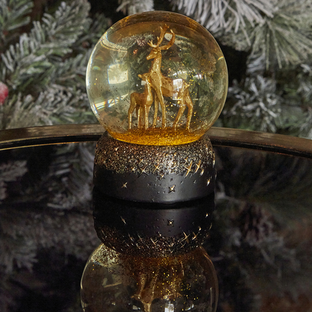 Karaca Home New Year Yılbaşı Led Işıklı Deer Kar Küresi  görseli 1