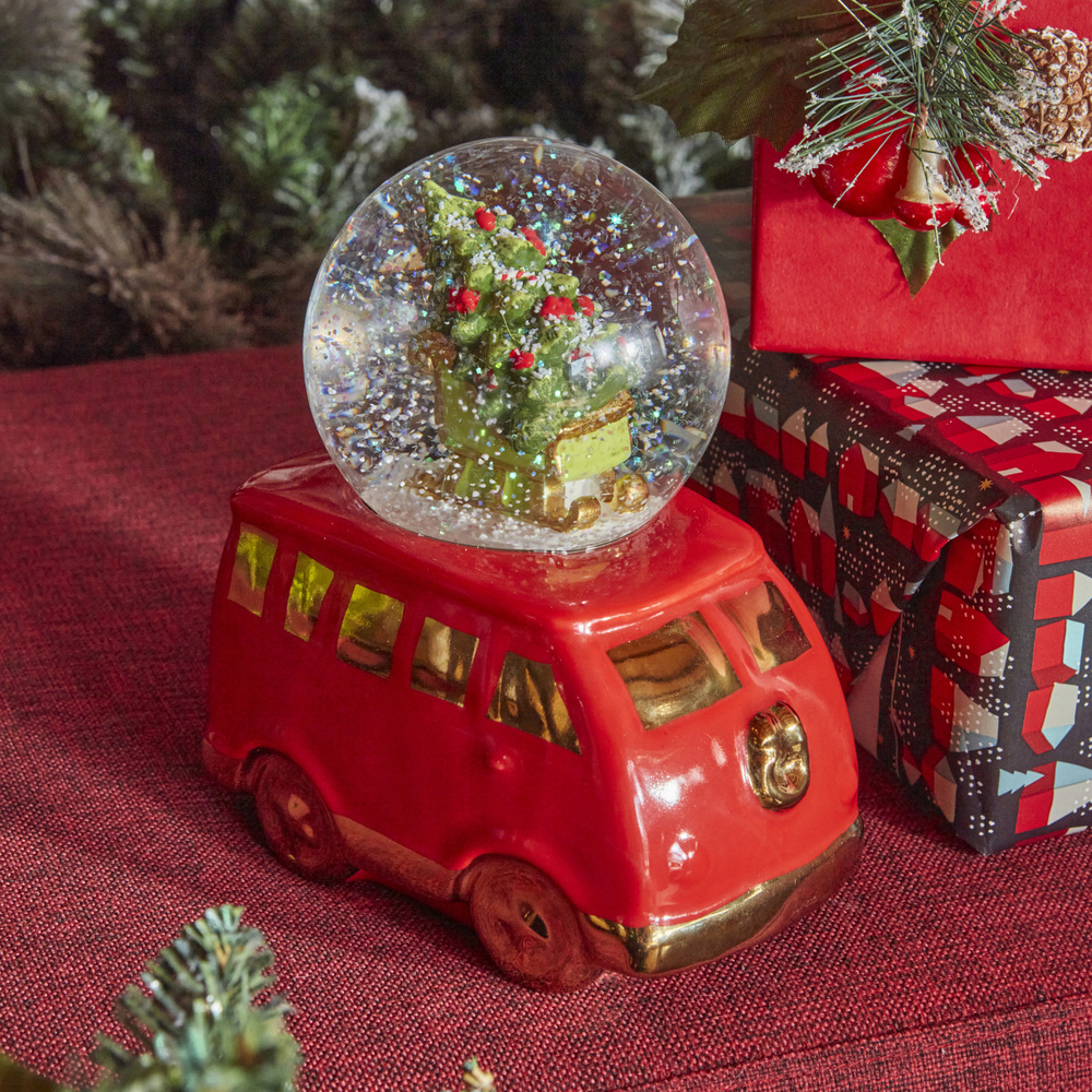 Karaca Home New Year Minivan Kar Küresi 15x9x19 cm görseli 1
