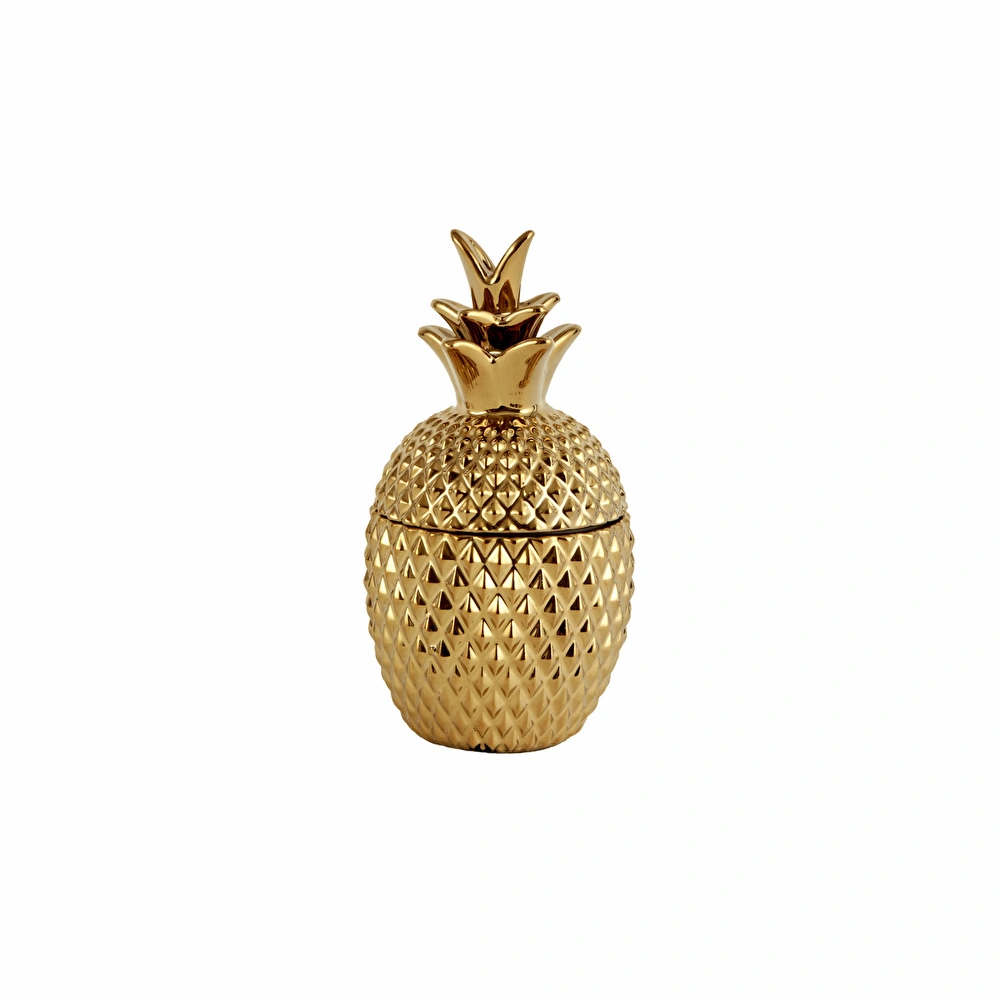 Karaca Home Lesley Dekoratif Kapaklı Ananas Gold 8x8x15 görseli 1