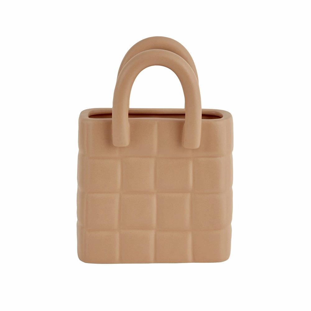 Karaca Home Merle Dekoratif Çanta Vazo Krem 19X12X26,5 Cm görseli 2