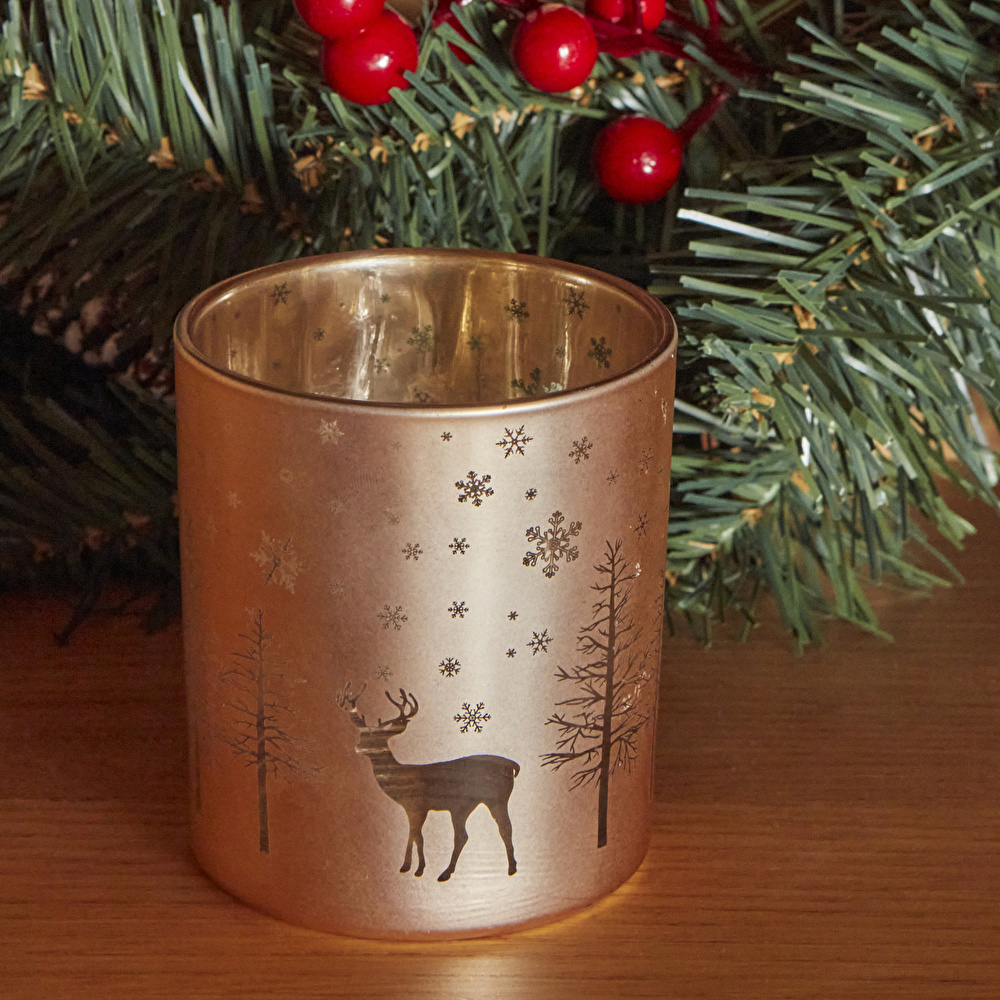 Karaca Home New Year Yılbaşı Helena Gold Cam Mumluk 7x7,8 Cm görseli 4