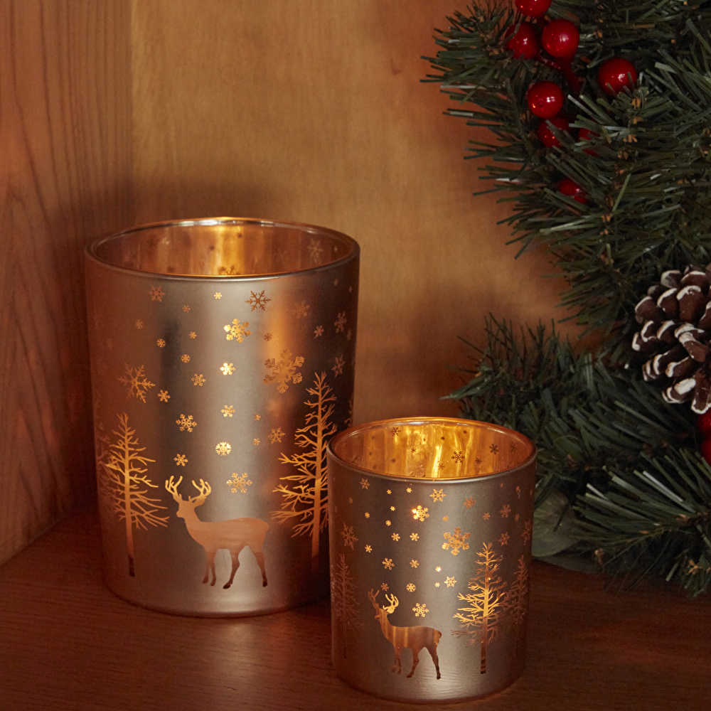 Karaca Home New Year Yılbaşı Helena Gold Cam Mumluk 7x7,8 Cm görseli 5