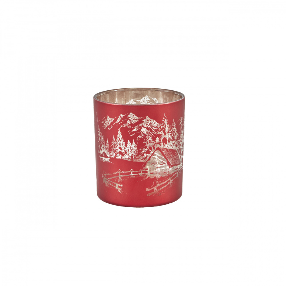 Karaca Home New Year Yılbaşı Helena Kırmızı Cam Mumluk 7x7,8 cm görseli 2