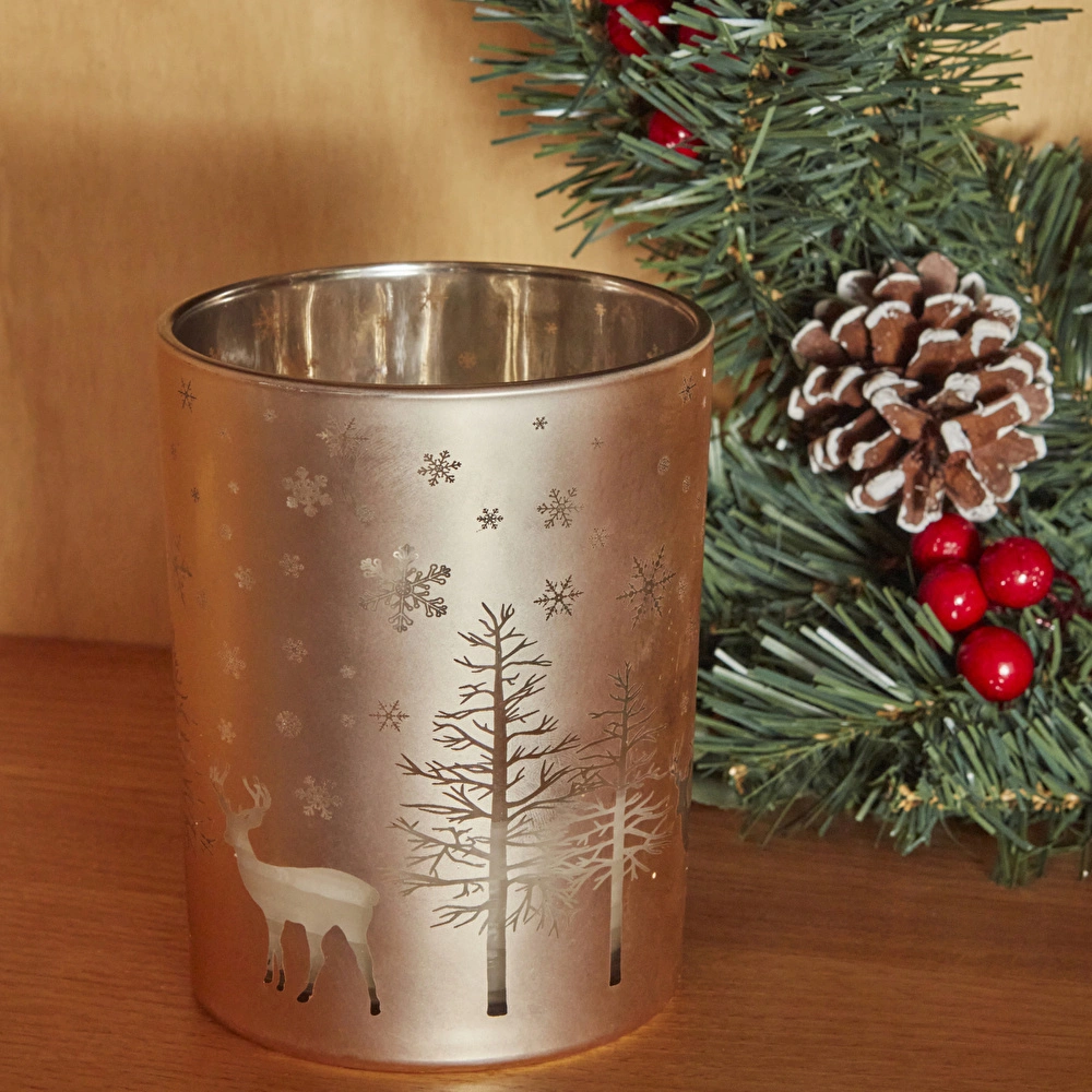 Karaca Home New Year Yılbaşı Helena Gold Cam Mumluk 10x12,5 Cm görseli 5