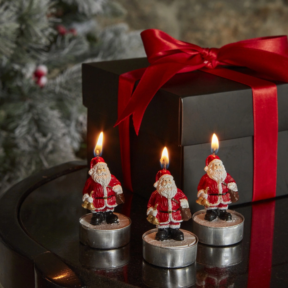 Karaca Home New Year Yılbaşı Santa 3'lü Tealight Mum 18,5x6,7 cm görseli 1