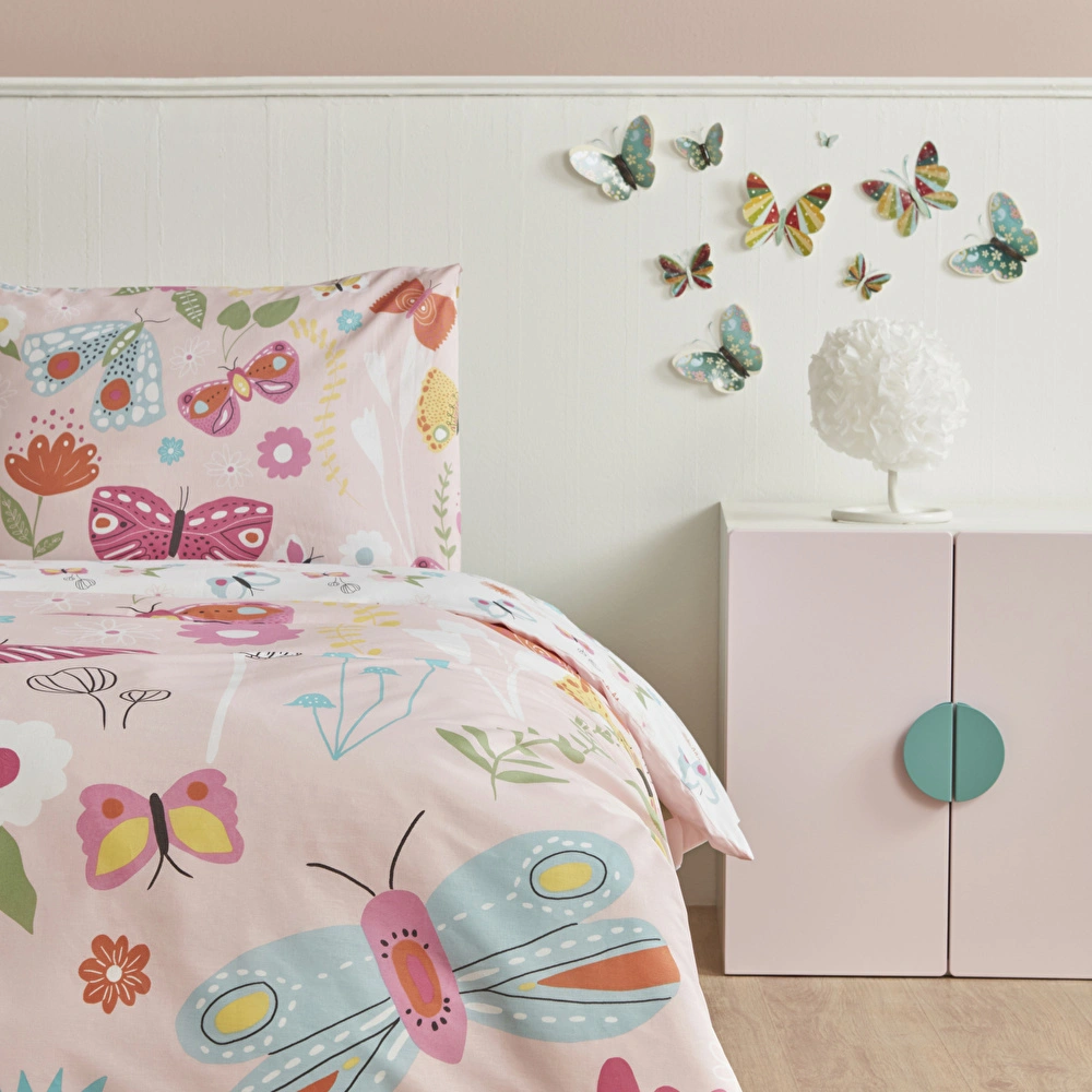 Karaca Home Young Butterfly %100 Pamuk Tek Kişilik Nevresim Takımı Pembe görseli 2