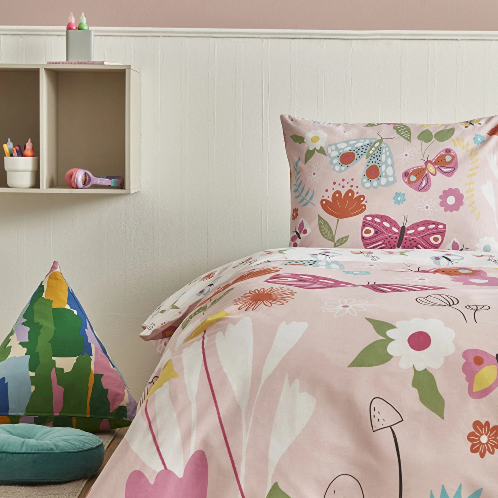 Karaca Home Young Butterfly %100 Pamuk Tek Kişilik Nevresim Takımı Pembe görseli 3