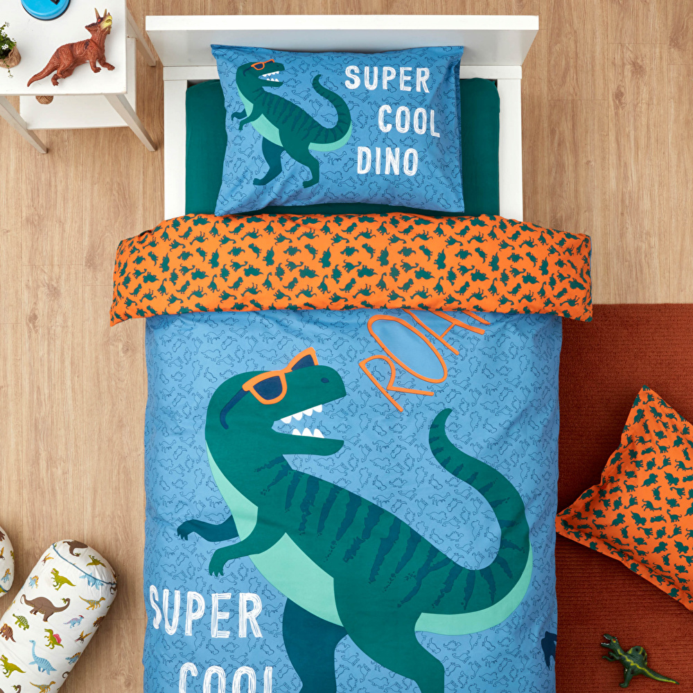 Karaca Home Young Cool Dino %100 Pamuk Tek Kişilik Nevresim Takımı Yeşil görseli 8