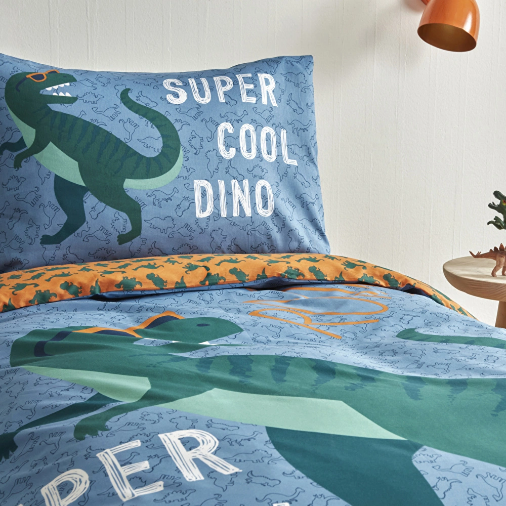 Karaca Home Young Cool Dino %100 Pamuk Tek Kişilik Nevresim Takımı Yeşil görseli 2